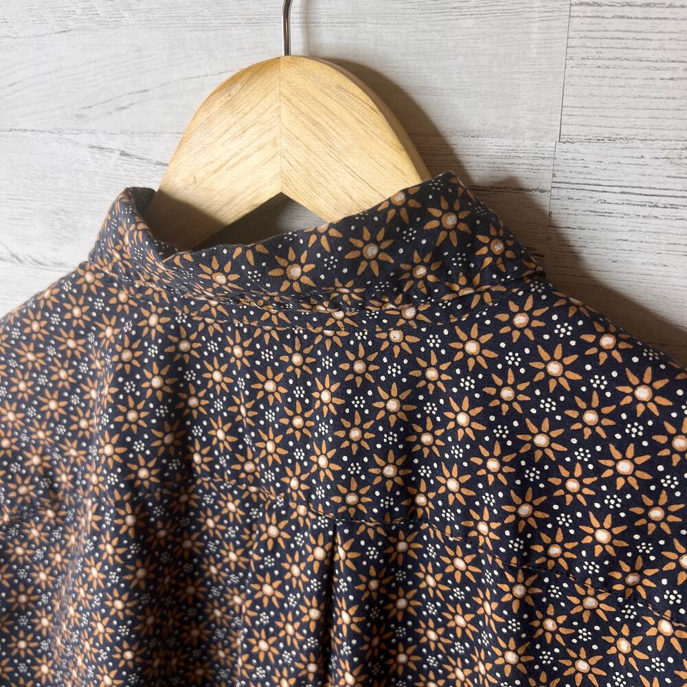 J Crew Shirt Mens SZ Medium Blue & Gold Geometric Floral Organic Cotton Stretch - Picture 13 of 16